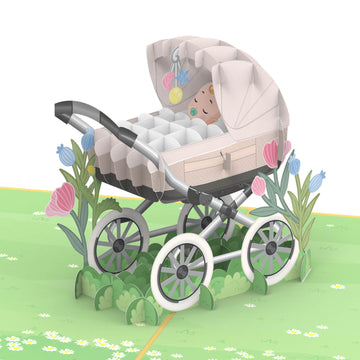 Stroller with baby Pop-Up Card