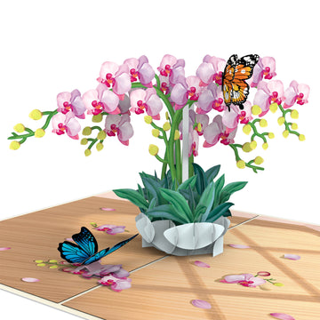 Orchidee mit Schmetterling Pop-Up Karte
