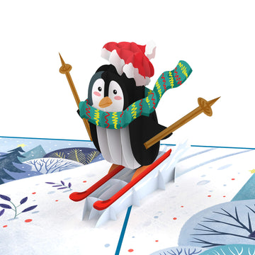 Penguin on ski Pop-Up Card