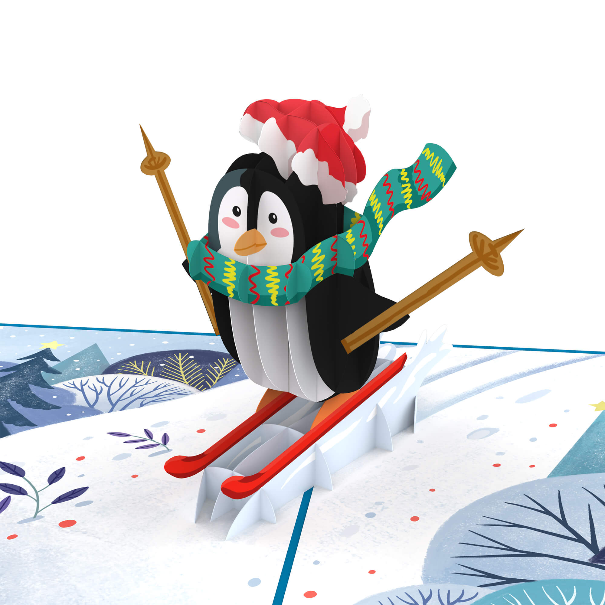 Penguin on ski Pop-Up Card
